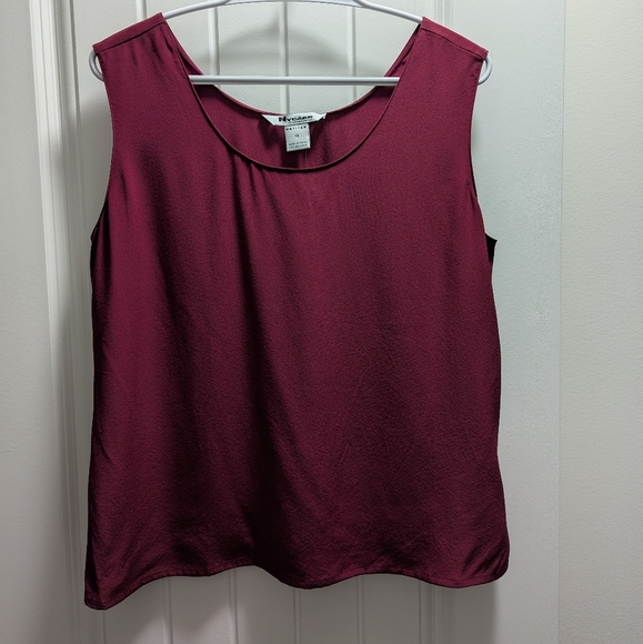100% silk tank top, burgundy wine color, size 12, quiet luxury - Picture 7 of 9